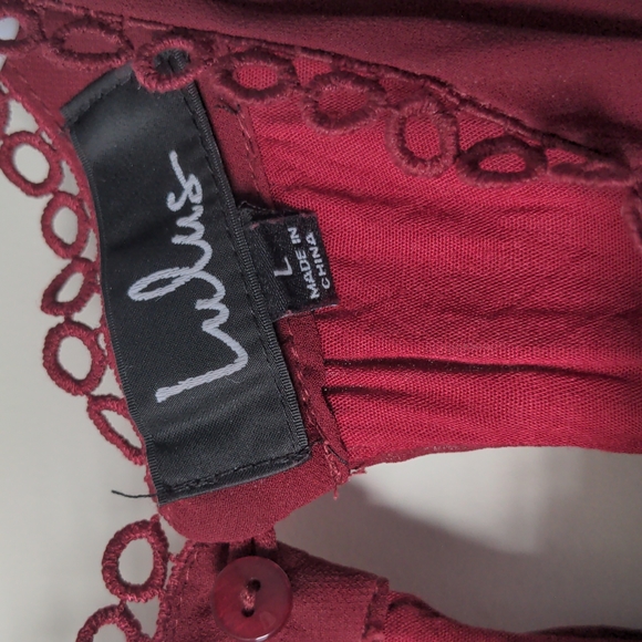 Deep Red High Neck Lulu's Swing Dress - Picture 3 of 5